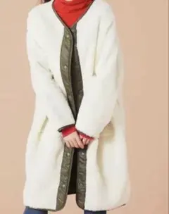 ボアブルゾン　ボアコート　リバーシブル　ロング　キルティングコート