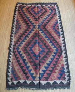 185×100 アフガンオールド手織りキリム トライバルラグ　ヴィンテージラグ