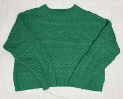 【ニコアンド】 ショート丈ケーブルニットクルーネックプルオーバー