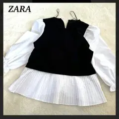 ZARA　ザラ　プリーツブラウス　コントラストブラウスのサムネイル