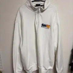 THRASHER ハーフジップ スウェット ホワイト　白