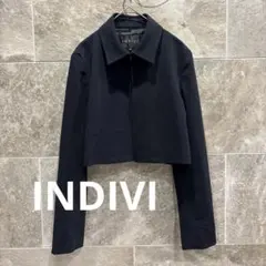 INDIVI インディヴィ　ショート丈 ジャケット 濃紺 M 羽織りa854のサムネイル