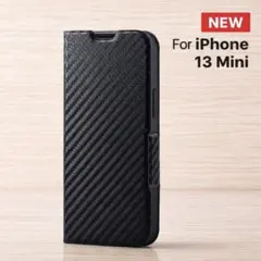 新品未開封 iPhone 13mini 手帳型 ケース レザー ブラック F4のサムネイル