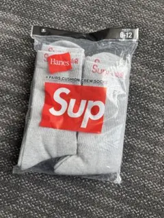 Supreme/Hanes@ Crew Socks Grey (4足セット)