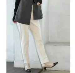 オペークドットクリップ　裏起毛ストレッチスティックパンツ　36 S　オフホワイト