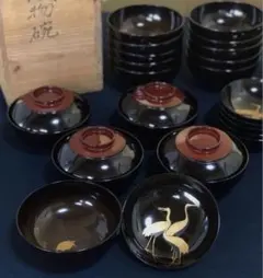 《R》輪島塗 鶴亀金蒔絵 吸物椀5客 木製漆器 260205く5