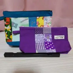 ハンドメイド パッチワーク ポーチ 2個セット