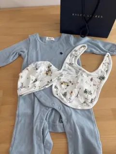 Ralph Laurenスタイ•帽子　POLOBABY ライトブルーロンパース