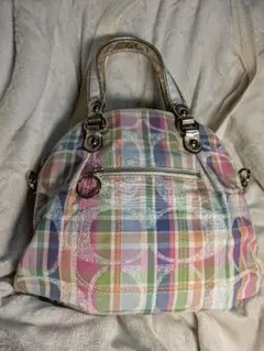 COACHコーチマルチカラーチェック柄トートバッグ未使用品
