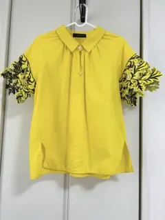 【美品/参戦服に✨】パリゴ PARIGOT 袖レース刺繍ブラウス イエロー 38のサムネイル