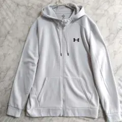 A223　UNDERARMOUR　トラックパーカ　L　白灰　ジャージ　US古着