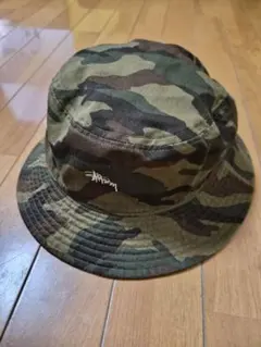 【希少・L/XL】STUSSY ステューシー バケットハット 迷彩 紺タグ