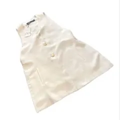 新品　ZARA ザラ　ジレ　ベスト　ホワイト　L 金ボタン　ロング　春夏コーデ
