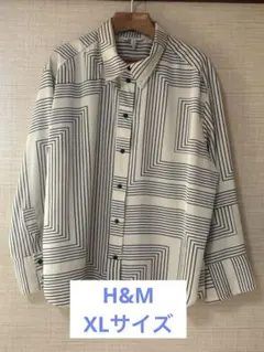 【H&M】エイチアンドエム　長袖シャツ　模様　柄　XL ゆったり