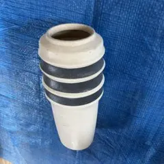 花器・陶器製ストライプデザイン器 30cm