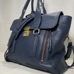 美品✨ スリーワンフィリップリム 2way ハンドバッグ レザー 本革 ネイビーのサムネイル