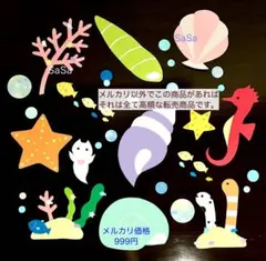 夏　海　貝殻サンゴ　クリオネ　ヒトデ7月8月壁面飾り　保育園保育士幼稚園介護施設のサムネイル