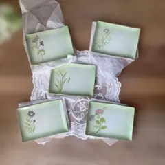 未使用／深川製磁　花くらべ　角銘々皿　5枚セット