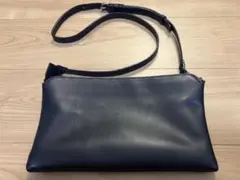 【TRION】ネイビー レザー ショルダーバッグ