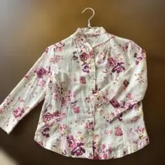 花柄七分袖シャツ　綿ローン
