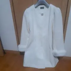 ResMoo(F) レスムー ファー袖 ロングコート アイボリー ベルト付き 