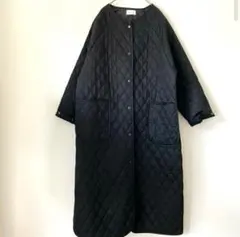 Libra Cue キルティング　ボリュームロングコート　ブラック　黒