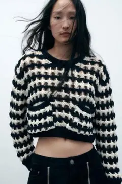 ZARA ショート丈　ボーダー　ニット