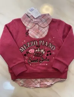 新品タグ付きmezzo piano チェック襟付きトレーナー 120cm
