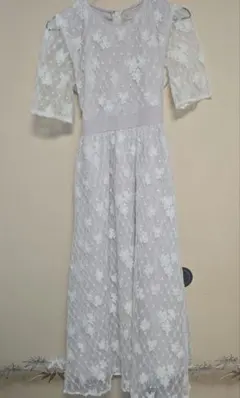 An MILLE 　アンミール　ベージュ　レース　フレア　ワンピース　半袖　夏