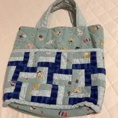 キャラクター柄水色トートバッグ