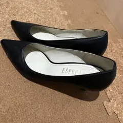 ESPERANZA ブラック ポインテッドトゥパンプス