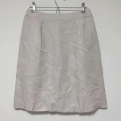 【美品】ミッシェルクラン 麻混 ひざ丈スカート ベージュ 38 M レーヨン混のサムネイル