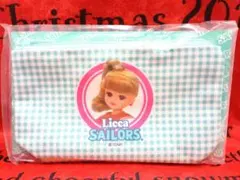 リカちゃん Licca Sailors チェック柄ポーチ青色＆ピンク＆黄色