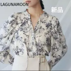 新品タグ付き　LAGUNAMOON ラグナムーン タックスリーブシフォンブラウス