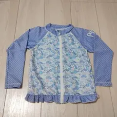 水玉フリル付き　花柄　ラッシュガード 110サイズ