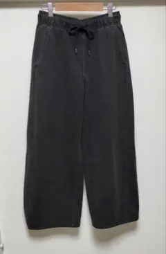 GU デニムスウェットバレルレッグパンツQ グレー Sサイズ