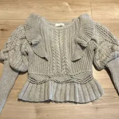 Lily Brown ミックス糸　フリル　ニットトップス 手洗い可