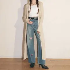 Mila owen ミラオーウェン コットン100% 細リブ ロングカーディガン