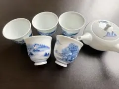 有田焼 魯山作 ☆急須＆湯呑みセット 茶器 茶道具 山水 美品
