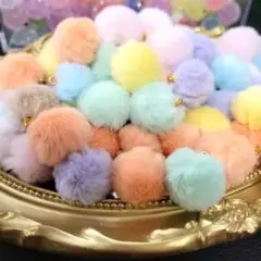 ファー ポンポン パステルカラーセット