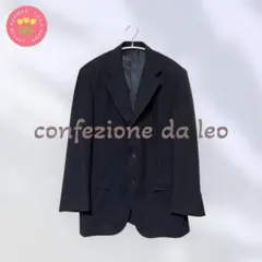 1425【confezione da leo】ストライプ テーラードジャケット紺