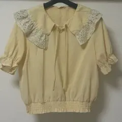 オーガンジー刺繍ショールカラーブラウスのサムネイル