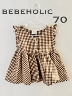 BEBEHOLIC チェック柄ワンピース 70