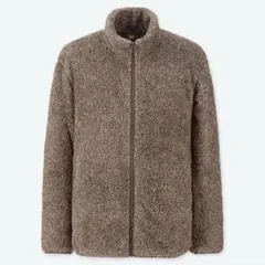 ユニクロ　ボアフリースジャケット　ブラウン　ふわもこ　Lサイズ　メンズ