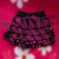 ピンクチェックのキュロット110cm
