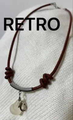 革紐ネックレス　チョーカー　ピッタリ短かめ　金運へび　ブラウン　マグネットタイプ