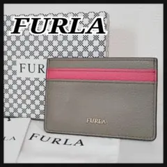 FURLA フルラ カードケース グレー ピンク バビロン サッビア