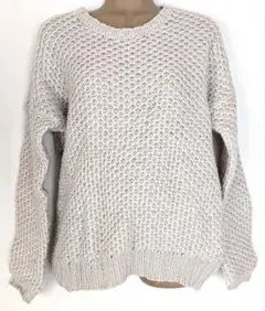 GOA SUPPLY、ニット長袖セーター、麻、ざっくりニット、ホワイト