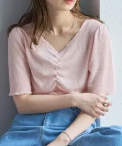 Kastane　シャーリング半袖Tee