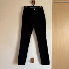 【BREEZE】150cm細身ストレッチロングパンツ (ゴムウエスト)黒